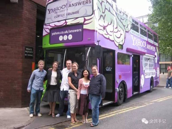 杜凌（右二）在伦敦，和欧洲团队推广雅虎的Social Search产品Yahoo!Answers